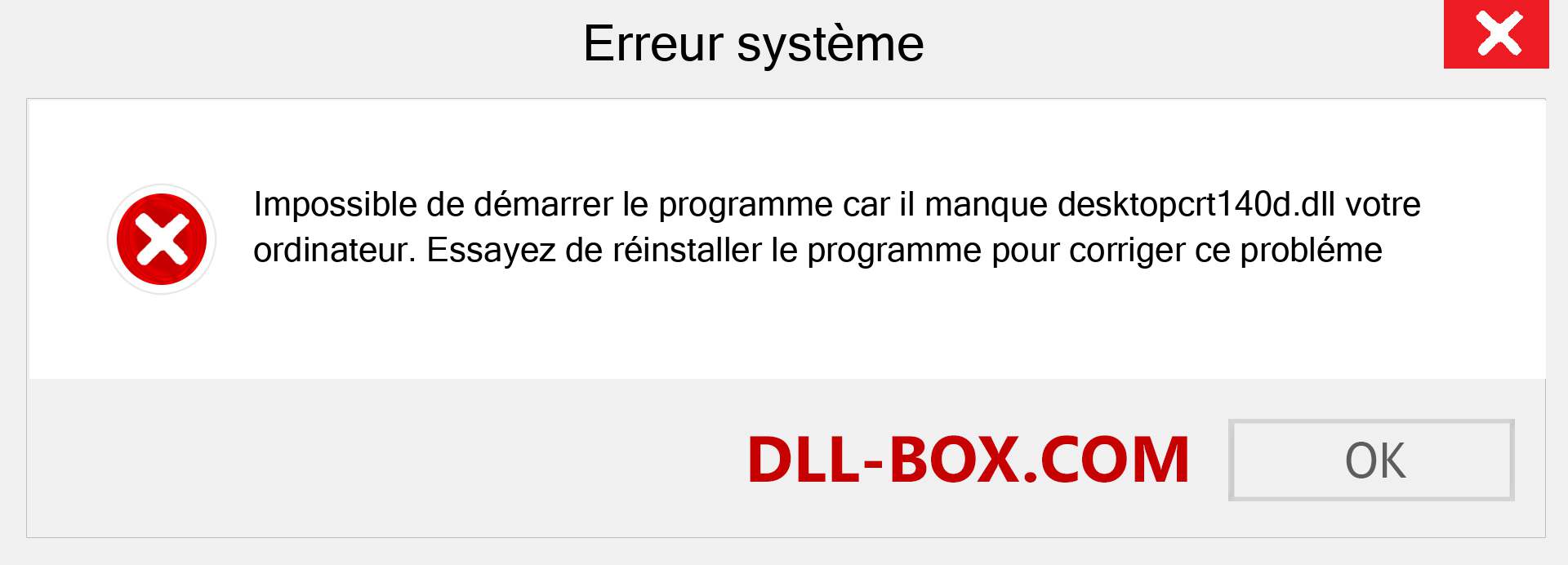 Le fichier desktopcrt140d.dll est manquant ?. Télécharger pour Windows 7, 8, 10 - Correction de l'erreur manquante desktopcrt140d dll sur Windows, photos, images